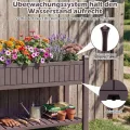 COSTWAY Hochbeet mit Rollen, erhöhtes Gartenbeet mit Ablage, Wasserstandsanzeiger & Ablauflöchern, Kräuterbeet Gemüsebeet, aus Kunststoff und Metall, Pflanztisch für Balkon Garten Terrasse, Braun - Thumbnail 4