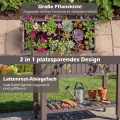 COSTWAY Hochbeet mit Rollen, erhöhtes Gartenbeet mit Ablage, Wasserstandsanzeiger & Ablauflöchern, Kräuterbeet Gemüsebeet, aus Kunststoff und Metall, Pflanztisch für Balkon Garten Terrasse, Braun - Thumbnail 5