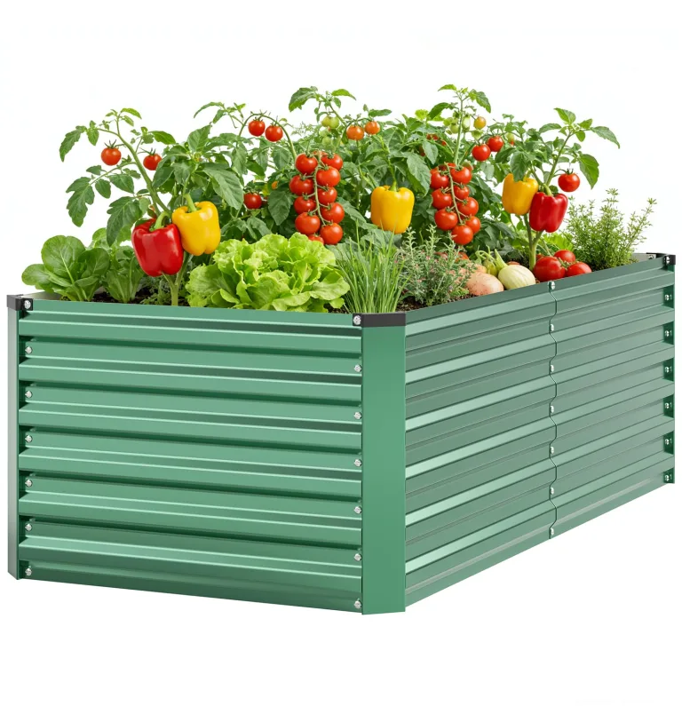 Metall Hochbeet 240x120x60 cm, Pflanzenbeet aus Robustem Verzinktem Stahl mit Schutznetz & Unkrautvlies, Extra Breit & Stabil, Ideal für Gemüse,Kräuter, Blumen,Inkl. Montagewerkzeug & Handschuhe,Grün – Bild 1