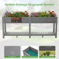 Hochbeet 183x44x73cm, Wetterfestes Pflanzkübel Außen mit Ablagefach, 6 Haken & 2 Vlieseinlagen, Für Gemüse Blumen Kräuter, Garten Balkon Terrasse, Grau - Thumbnail 4