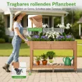 Hochbeet 120x44x70cm, Metall Hochbeet mit Rollen & Griff, 3 Haken & Vlieseinlage, Für Gemüse Blumen Kräuter, Garten Balkon Terrasse, Teak Optik - Thumbnail 3