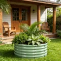 Hochbeet Metall 90 x 90 x 43cm, Verzinktes Stahl-Hochbeete für den Garten, Gemüsebeet Gartenbeet Hochbeet für Gemüse Kräuter Blumen Gartenbeet, Hellgrün,Runden - Thumbnail 6