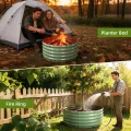 Hochbeet Metall 90 x 90 x 43cm, Verzinktes Stahl-Hochbeete für den Garten, Gemüsebeet Gartenbeet Hochbeet für Gemüse Kräuter Blumen Gartenbeet, Hellgrün,Runden - Thumbnail 9
