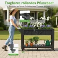 Hochbeet 120x44x70cm, Metall Hochbeet mit Rollen & Griff, 3 Haken & Vlieseinlage, Für Gemüse Blumen Kräuter, Garten Balkon Terrasse, Schwarz | 3 Haken und Vliesfutter, für den Außenbereich, für Gemüse, Blumen, Kräuter, Garten, Balkon, Terrasse - Thumbnail 3