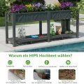 Hochbeet 183x44x73cm, Wetterfestes Pflanzkübel Außen mit Ablagefach, 6 Haken & 2 Vlieseinlagen, Für Gemüse Blumen Kräuter, Garten Balkon Terrasse, Schwarz - Thumbnail 8