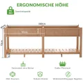 Hochbeet 183x44x73cm, Wetterfestes Pflanzkübel Außen mit Ablagefach, 6 Haken & 2 Vlieseinlagen, Für Gemüse Blumen Kräuter, Garten Balkon Terrasse, Teak Optik - Thumbnail 2