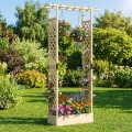 COSTWAY Blumenkasten mit Rankgitter, Pflanzkasten mit Rankhilfe & hängendem Dach, Hochbeet für Kletterpflanzen & hängende Körbe, Sichtschutz Pflanzkübel, für Garten Hof Terrasse (110x35x227 cm,Natur) - Thumbnail 7