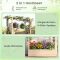 COSTWAY Blumenkasten mit Rankgitter, Pflanzkasten mit Rankhilfe & hängendem Dach, Hochbeet für Kletterpflanzen, hängende Körbe, Sichtschutz Pflanzkübel für Garten Hof Terrasse (110x35x114 cm, Natur) - Thumbnail 3