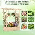 COSTWAY Blumenkasten mit Rankgitter, Pflanzkasten mit Rankhilfe & hängendem Dach, Hochbeet für Kletterpflanzen, hängende Körbe, Sichtschutz Pflanzkübel für Garten Hof Terrasse (110x35x114 cm, Natur) - Thumbnail 6