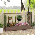 COSTWAY Blumenkasten mit Rankgitter & hängendem Dach, Pflanzkasten mit Rankhilfe, Hochbeet für Kletterpflanzen & hängende Körbe, für Hof Garten Terrasse, Pflanzkübel Holz, Braun (200x44x114cm) - Thumbnail 8
