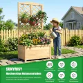 SUNYRISY 2 Stück Holz Hochbeet mit Rankgitter, Blumenkasten mit Rankhilfe, Garten Pflanzkübel mit Spalier, Sichtschutz Garten Pflanzkasten Pflanzkübel, 76 x 40 x 150 cm - Thumbnail 2