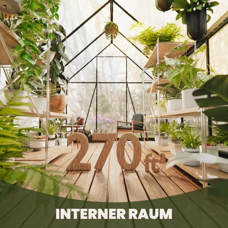 Polycarbonat-Gewächshaus,278x175x195cm,Robustes Walk-in Garten Gewächshaus mit 4mm PC-Paneelen, Dachlüftung & abschließbarer Tür, Aluminiumrahmen Winterfestes Gewächshaus für Garten & Hinterhof – Bild 6