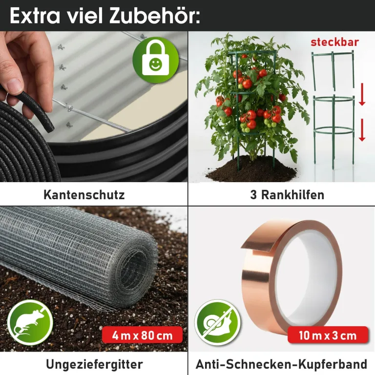 BRAST Hochbeet Metall Julia | 160x80x80-400x80x80cm | viele Modelle | extra viel Zubehör | Stahl rostfrei & verzinkt | wetterfest ovale Form | für Gemüse Obst Kräuter & Blumen | 240x80x80cm Schwarz – Bild 6