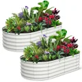 Hochbeet Metall 2er Set 180x90x60 cm, Oval Gartenbeet Aus Verzinktem Stahlblech, Pflanzbeet Mit Offenem Boden, Wetterfest & Rostfrei, Gemüsebeet Für Blumen Kräuter Terrasse Balkon, Grün - Thumbnail 10
