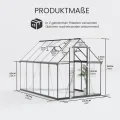 ALAULM Polycarbonat-Gewächshaus 175x281x195cm, mit abschließbarer Tür, Satteldach, Lüftungsfenster & Regenrinnen, Wetterfest für Terrasse & Garten (Schwarz) - Thumbnail 2