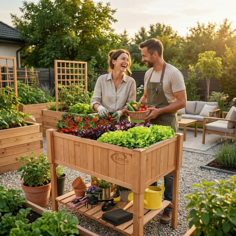 Coemo Hochbeet Holz 120 x 40 × 90 cm mit Ablageboden – Pflanztrog & Frühbeet für Balkon, Terrasse & Garten – Kräuterhochbeet mit Pflanzvlies – auch als Sichtschutz nutzbar – Bild 5