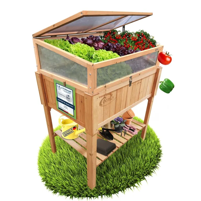 Coemo Hochbeet Holz 120 x 40 × 90 cm mit Ablageboden – Pflanztrog & Frühbeet für Balkon, Terrasse & Garten – Kräuterhochbeet mit Pflanzvlies – auch als Sichtschutz nutzbar – Bild 10