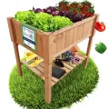 Coemo Hochbeet Holz 120 x 40 × 90 cm mit Ablageboden – Pflanztrog & Frühbeet für Balkon, Terrasse & Garten – Kräuterhochbeet mit Pflanzvlies – auch als Sichtschutz nutzbar - Thumbnail 1