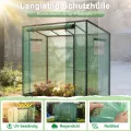 YRHome Schrägdach Gewächshau 200 x 80 x 150 cm Mit Tür & Aufrollbare Fenster Atmungsaktives Gewächshaus,Verzinktem Stahl Rohre Tomatenhaus UV-Schutz für Gemüse,Grün - Thumbnail 3