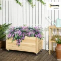 Outsunny Hochbeet Massivholz, Pflanzbeet mit Rollen, Frühbeet Gartenbeet Blumenkasten, Pflanzkasten Pflanzkübel 89x48x47cm für Garten, Terrasse, Blumenkübel für Kletterpflanzen, Blumen, Naturholz - Thumbnail 2