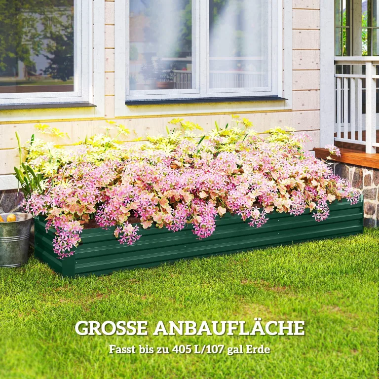Outsunny Hochbeet Stahl, Pflanzbeet mit offenem Boden Frühbeet Gartenbeet Blumenkasten Pflanzkasten Gemüsebeet 240 x 60 x 30 cm für Garten Balkon Terrasse, Blumen, Pflanzen, Gemüse – Bild 3