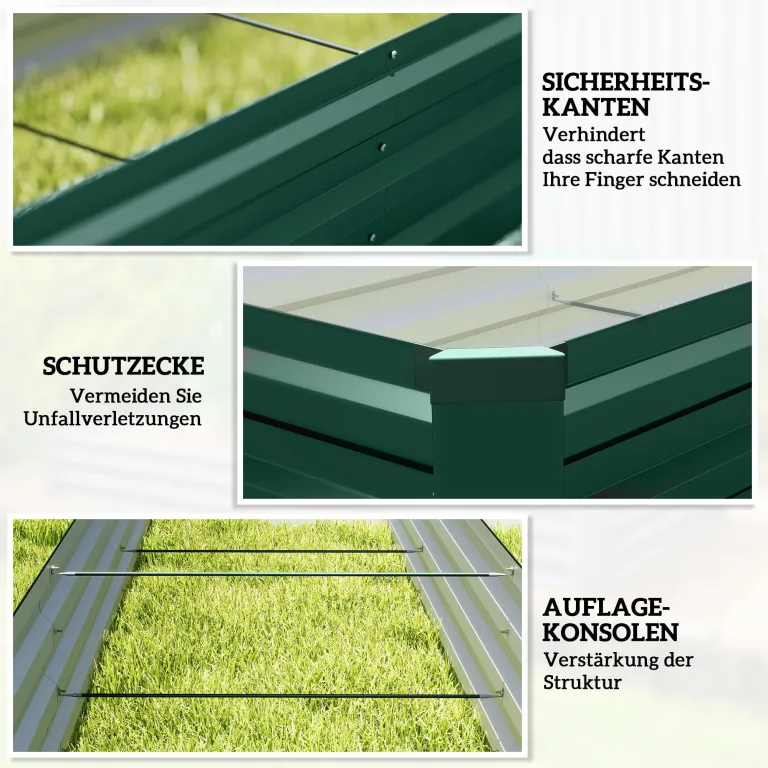 Outsunny Hochbeet Stahl, Pflanzbeet mit offenem Boden Frühbeet Gartenbeet Blumenkasten Pflanzkasten Gemüsebeet 240 x 60 x 30 cm für Garten Balkon Terrasse, Blumen, Pflanzen, Gemüse – Bild 6