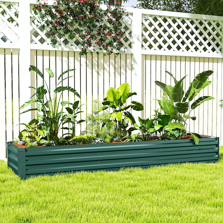 Outsunny Hochbeet Stahl, Pflanzbeet mit offenem Boden Frühbeet Gartenbeet Blumenkasten Pflanzkasten Gemüsebeet 240 x 60 x 30 cm für Garten Balkon Terrasse, Blumen, Pflanzen, Gemüse – Bild 8