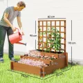 Outsunny Hochbeet mit Rankhilfe, 3-stufig Blumenkasten mit Vliesstoff, Gemüsebeet, Pflanzkasten, Kräuterbeet für Garten, Balkon, Tannenholz, Braun, 95 x 95 x 110 cm - Thumbnail 7