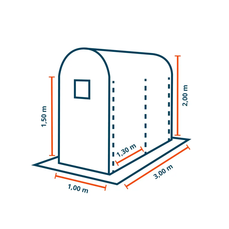 TOOLPORT Tomaten Foliengewächshaus 1x3 m PE 180 g/m² UV stabilisiert Folientunnel mit Stahlrahmen 2 m Stehhöhe Garten Gewächshaus Weiß – Bild 3