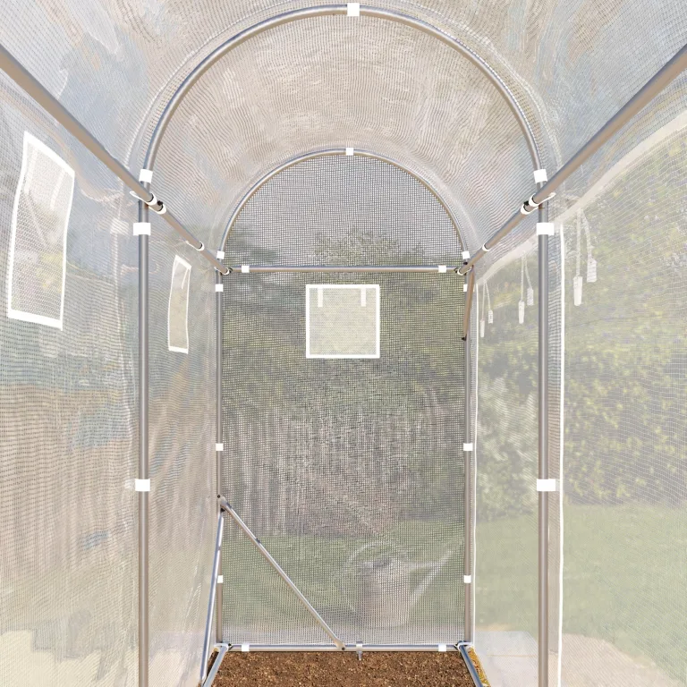TOOLPORT Tomaten Foliengewächshaus 1x3 m PE 180 g/m² UV stabilisiert Folientunnel mit Stahlrahmen 2 m Stehhöhe Garten Gewächshaus Weiß – Bild 5