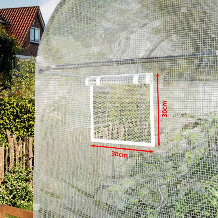 TOOLPORT Tomaten Foliengewächshaus 1x3 m PE 180 g/m² UV stabilisiert Folientunnel mit Stahlrahmen 2 m Stehhöhe Garten Gewächshaus Weiß – Bild 8