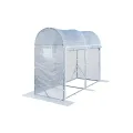 TOOLPORT Tomaten Foliengewächshaus 1x3 m PE 180 g/m² UV stabilisiert Folientunnel mit Stahlrahmen 2 m Stehhöhe Garten Gewächshaus Weiß - Thumbnail 10