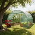 Aufun Gewächshaus 400x300x200 cm Foliengewächshaus Winterfest, Tomatenhaus mit 8 Fenstern & 2 Tür, 140g/m² PE-Folie, Folientunnel mit verzinktem Stahlrahmen,Treibhaus für Garten, Balkon & Anzucht - Thumbnail 8