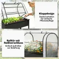 Outsunny Hochbeet mit Gewächshaus-Aufsatz erhöhter Pflanzkasten mit aufklappbar Abdeckung Rollbar Reißverschlusstür Abflussloch Metall Gemüsebeet Blumenkasten für Garten Balkon 100x49x136 cm Schwarz - Thumbnail 5