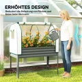 Outsunny Hochbeet mit Frühbeetaufsatz aus Metall Pflanzkasten mit Gewächshaus Ablagefach, Erhöhtes Frühbeet Pflanzbeet 120 x 55 x 140cm Kräuterbeet für Garten Balkon Terrasse Dunkelgrau - Thumbnail 5