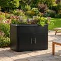 dobar® XL Hochbeet aus Metall mit Unterschrank - erhöhtes Pflanzbeet mit Schneckenrand 125 L - Pflanzkasten mit integriertem Geräteschrank - 107 x 58 x 78 cm - Anthrazit - Thumbnail 4