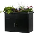 dobar® XL Hochbeet aus Metall mit Unterschrank - erhöhtes Pflanzbeet mit Schneckenrand 125 L - Pflanzkasten mit integriertem Geräteschrank - 107 x 58 x 78 cm - Anthrazit - Thumbnail 5
