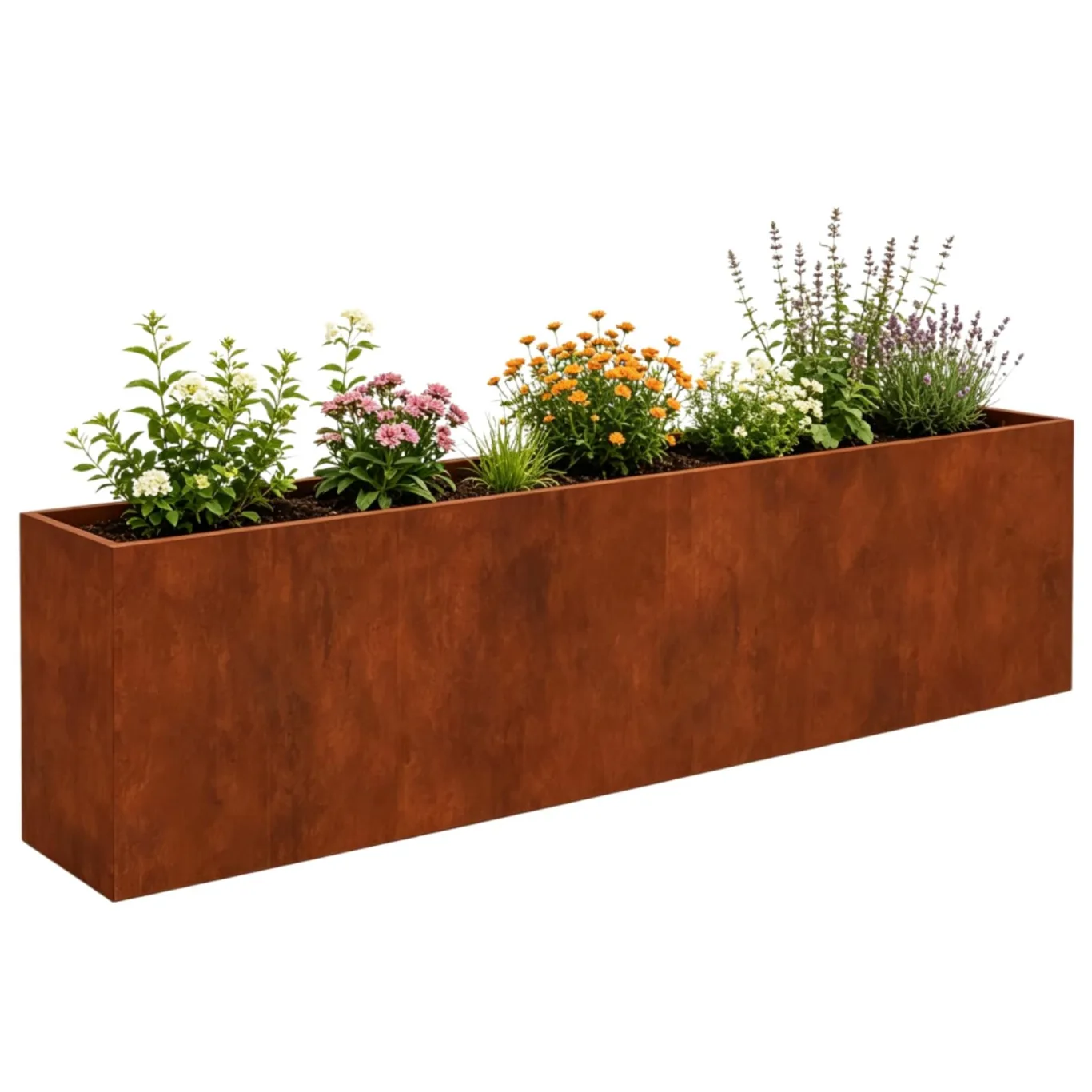 Gecheer Hochbeet 280x40x80 cm Cortenstahl, Wetterfest & Offenem Boden, Gartenbeet Pflanzkasten für Garten Balkon Terrasse Gemüse Kräuter Blumenanbau - Bild 1