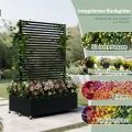 Hochbeet aus Metall mit Rad, Pflanzkasten aus Metall für den Außenbereich mit Spalier, freistehender Pflanzkasten mit Sichtschutz für den Außenbereich für Garten, Terrasse, Balkon - Thumbnail 4