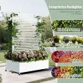 Hochbeet aus Metall mit Rad, Pflanzkasten aus Metall für den Außenbereich mit Spalier, freistehender Pflanzkasten mit Sichtschutz für den Außenbereich für Garten, Terrasse, Balkon - Thumbnail 4