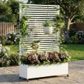 Hochbeet aus Metall mit Rad, Pflanzkasten aus Metall für den Außenbereich mit Spalier, freistehender Pflanzkasten mit Sichtschutz für den Außenbereich für Garten, Terrasse, Balkon - Thumbnail 9
