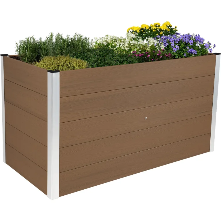 dobar® XXL Hochbeet aus WPC – WPC Pflanzkasten mit Aluminium-Kanten – Großes Gartenbeet mit Bodenkontakt – Pflegeleichtes Holz-Kunststoff Hochbeet 700L – 150x70x75 cm -Anthrazit – Bild 5