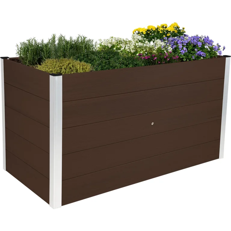 dobar® XXL Hochbeet aus WPC – WPC Pflanzkasten mit Aluminium-Kanten – Großes Gartenbeet mit Bodenkontakt – Pflegeleichtes Holz-Kunststoff Hochbeet 700L – 150x70x75 cm -Anthrazit – Bild 6