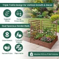 HOMASIS Blumenkasten mit Rankgitter, Hochbeet mit Spalier, Pflanzenkasten Holz, Blumenbeet mit Rankhilfer, Gartenspalier für Kletterpflanzen, Rankkasten für Balkon Garten (Braun, 222x114x110cm) - Thumbnail 4