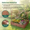 HOMASIS Blumenkasten mit Rankgitter, Hochbeet mit Spalier, Pflanzenkasten Holz, Blumenbeet mit Rankhilfer, Gartenspalier für Kletterpflanzen, Rankkasten für Balkon Garten (Braun, 222x114x110cm) - Thumbnail 5