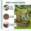 HOMASIS Blumenkasten mit Rankgitter, Hochbeet mit Spalier, Pflanzenkasten Holz, Blumenbeet mit Rankhilfer, Gartenspalier für Kletterpflanzen, Rankkasten für Balkon Garten (Braun, 222x114x110cm) - Thumbnail 8