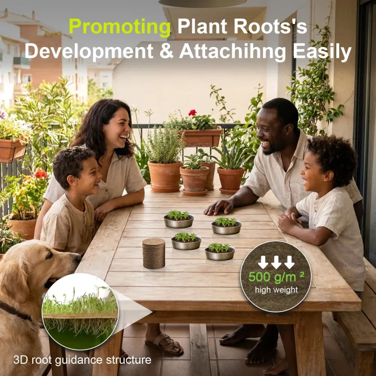 45er Jutte Microgreens Anzuchtschalen mit 500g/m², 95x95x5mm, Kresse Anzuchtschalen Set mit 3 Edelstahl Trays, Biologisch Abbaubares, Sprossen Anzuchtschale für Weizengras, Tomaten – Bild 3