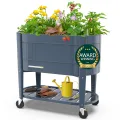 Permasteel Hochbeet Metall mit Rollen für Garten oder Balkon - Pflanzkübel groß außen 101x51x94 cm - Selbstbewässerungssystem, Wasserstandsanzeige und Ablassventil - Für Gemüse, Kräuter oder Blumen - Thumbnail 1