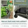 Permasteel Hochbeet Metall mit Rollen für Garten oder Balkon - Pflanzkübel groß außen 57x42x82 cm - Selbstbewässerungssystem, Wasserstandsanzeige und Ablassventil - Für Gemüse, Kräuter oder Blumen - Thumbnail 7