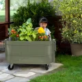 Permasteel Hochbeet Metall mit Rollen für Garten oder Balkon - Pflanzkübel groß außen 57x42x82 cm - Selbstbewässerungssystem, Wasserstandsanzeige und Ablassventil - Für Gemüse, Kräuter oder Blumen - Thumbnail 9